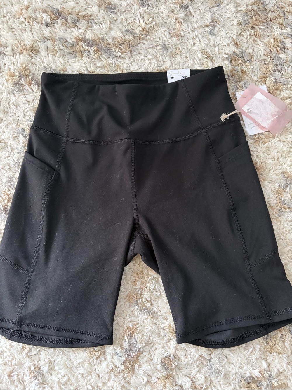 Jessica Simpson Black High-Waist Bike Shorts with Side Pockets*